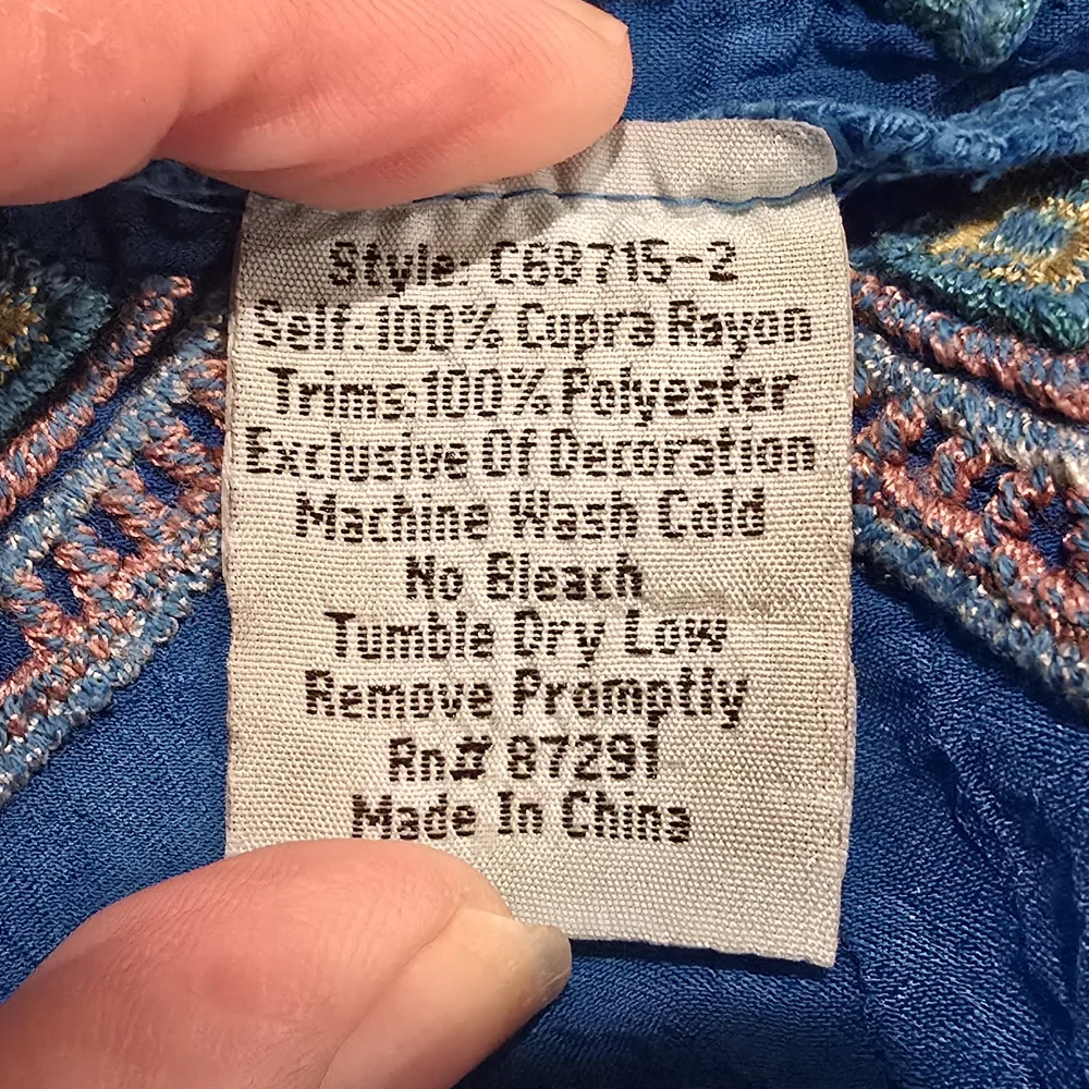 Johnny Was Vanessa Georgette Embroidered Flowy Tunic Top Blue Women's Sz Medium. - Picture 9 of 12